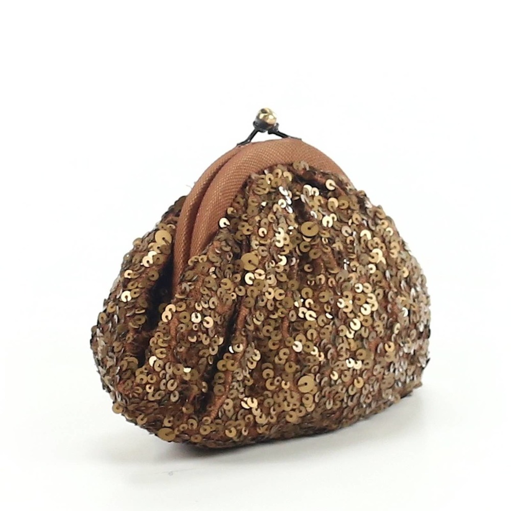 ❤️‍ Vintage Santi Gold Sequin Mini Kiss Lock Crossbody Bag Clutch ~ Disco Glam